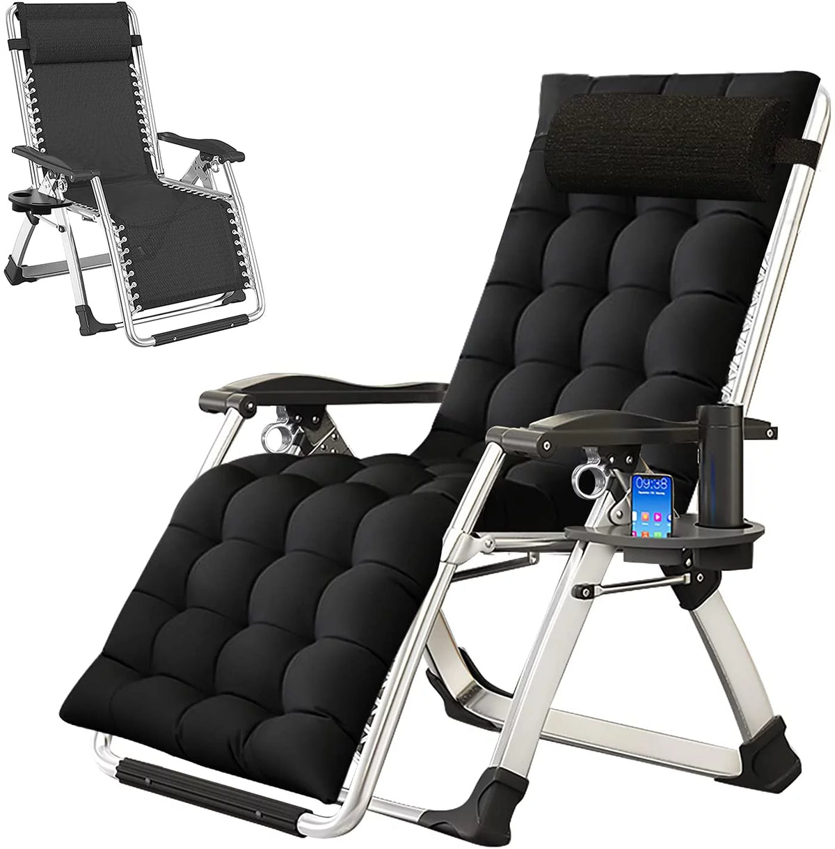 Folding Reclining Chair with Removable Cushion & Tray T778388