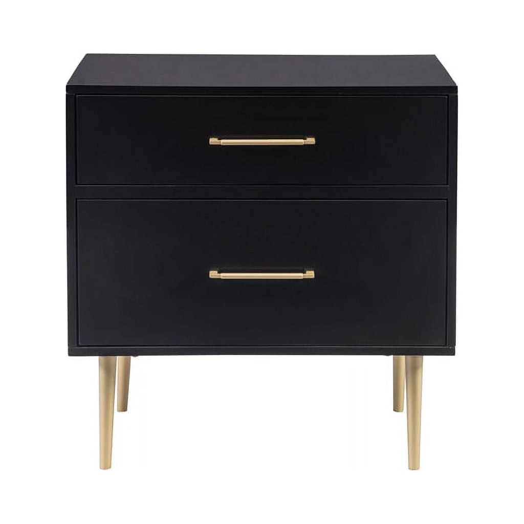 Black Two Drawer Wood Nightstand R743587