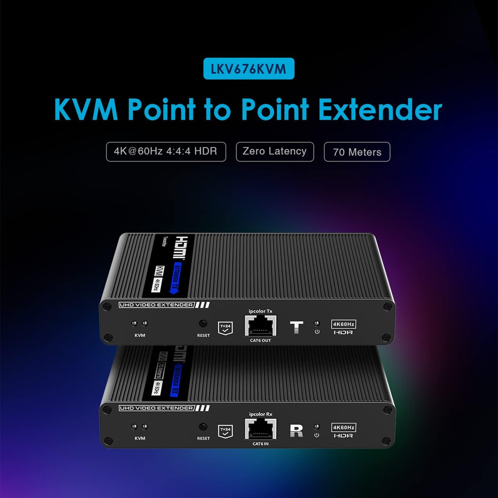 4K KVM HDMI Extender Over LAN Single CAT5e/CAT6A/CAT7 Cable Uncompressed 4K @ 60Hz Up to 230 Ft 4:4:4 Remote Keyboard Mouse USB Control Digital Full HD Z362913