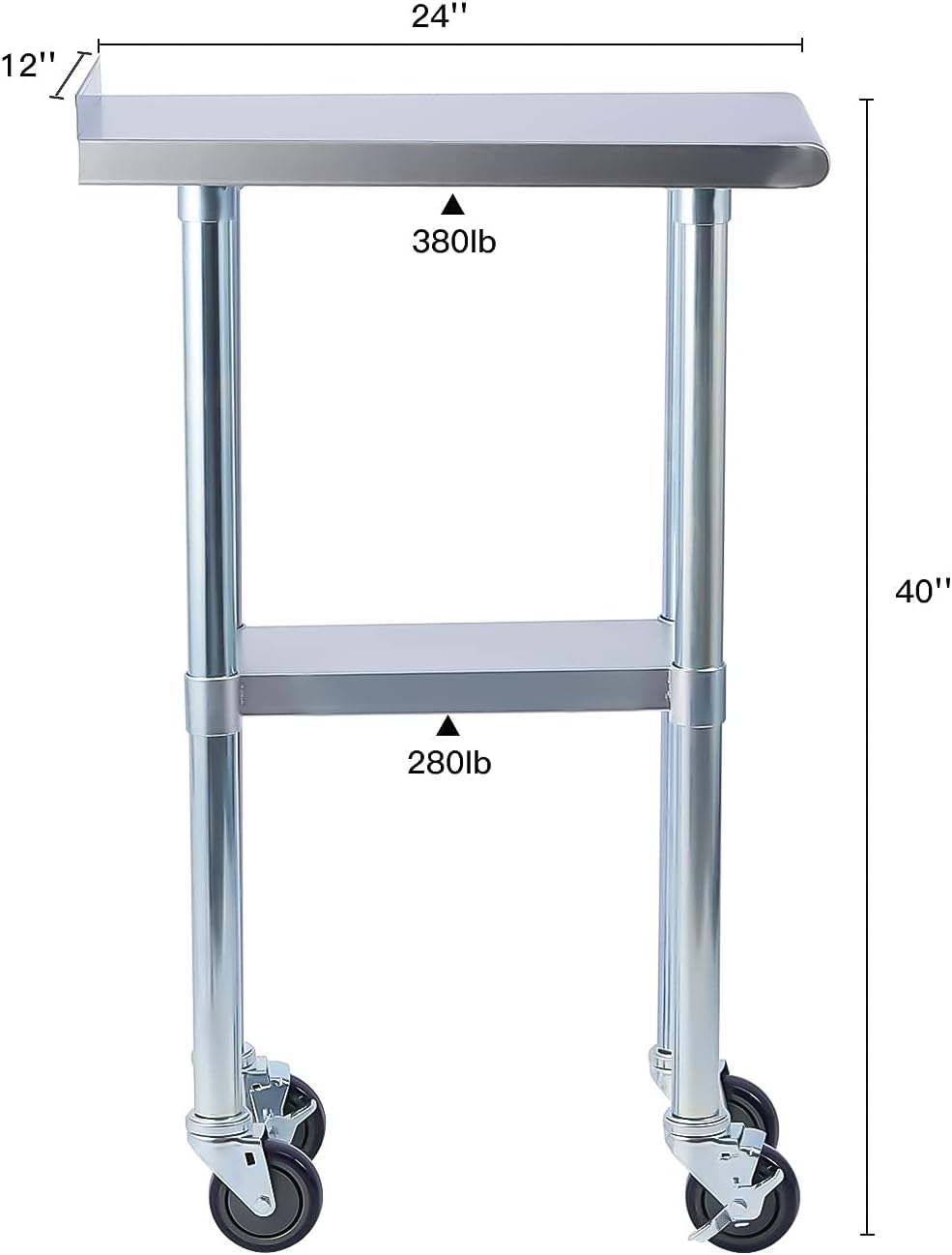 Stainless Steel 24 x 60 Inches Worktable with Backsplash and Adjustable Shelf J51792