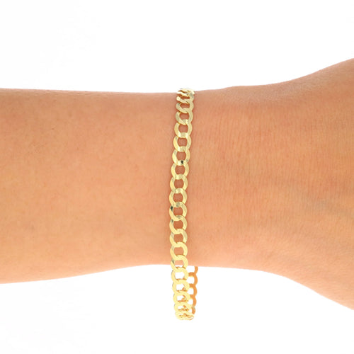 14k Yellow Gold 5mm Solid Cuban Curb Link Chain Bracelet D423