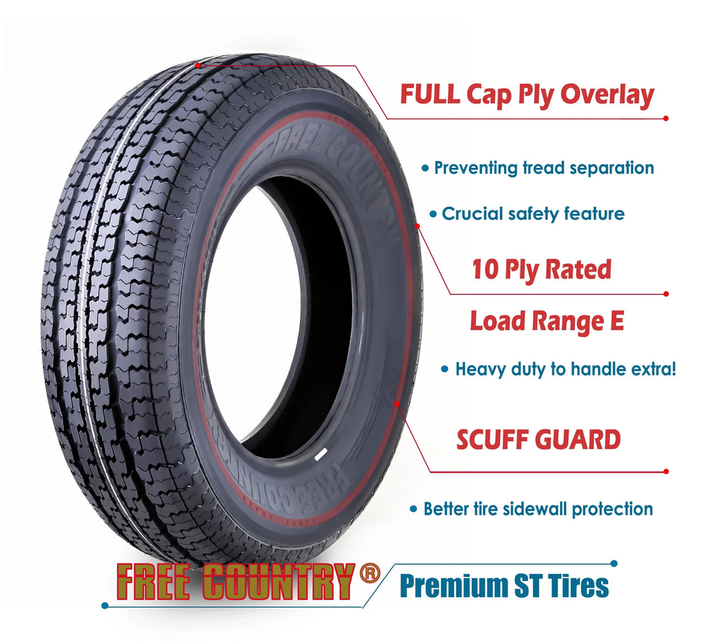Heavy Duty Trailer Tire ST205/75R15 10PR Load Range E Set 4 B47157