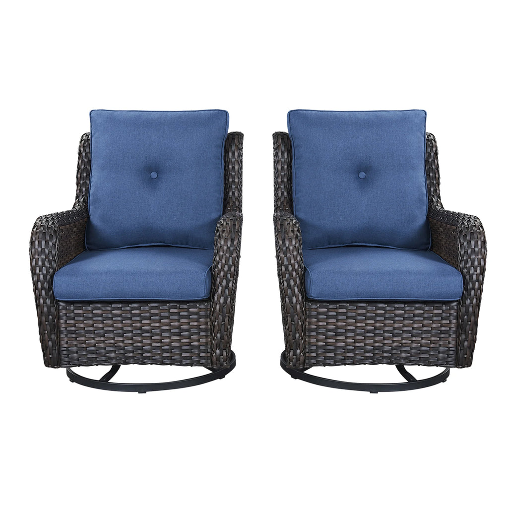 Blue 7 Pcs Outdoor Rattan Patio Furniture Set with Cushion J34636