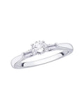 Round and Baguette Cut Diamond Promise Ring in 10K White Gold (1/2 cttw, I-J, I1-I2) (Size-9.5) U69549