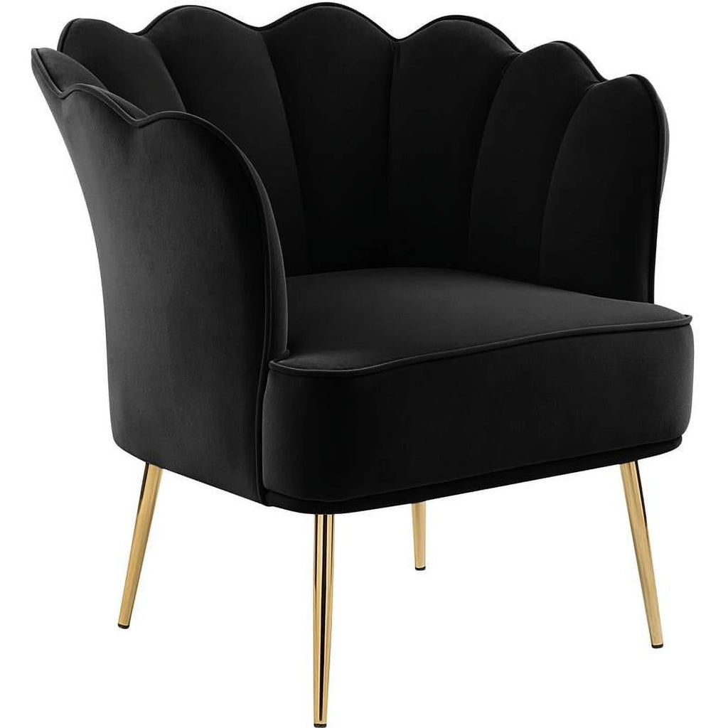 Black Velvet Accent Chair with Gold Iron Legs U13106