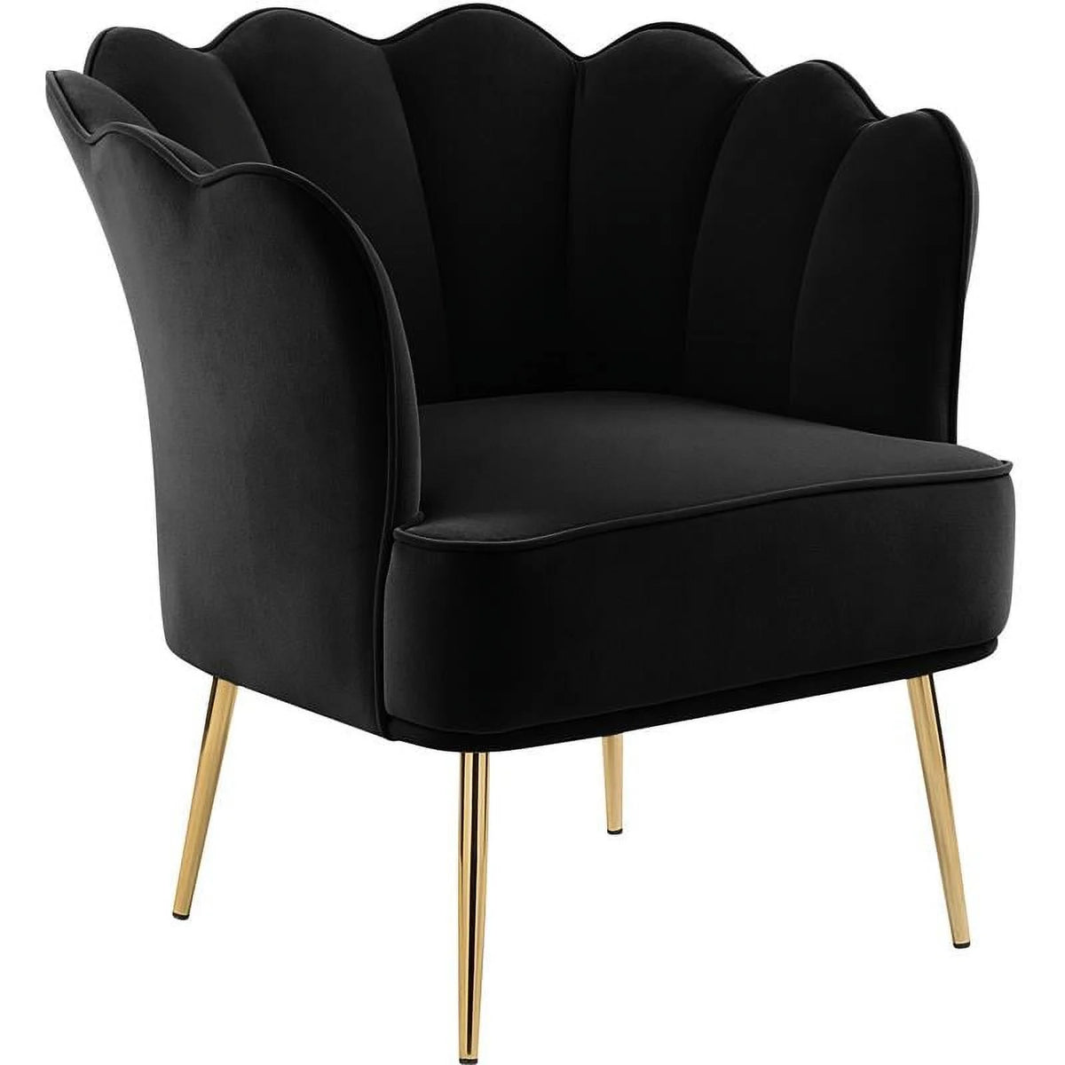 Black Velvet Accent Chair with Gold Iron Legs U13106
