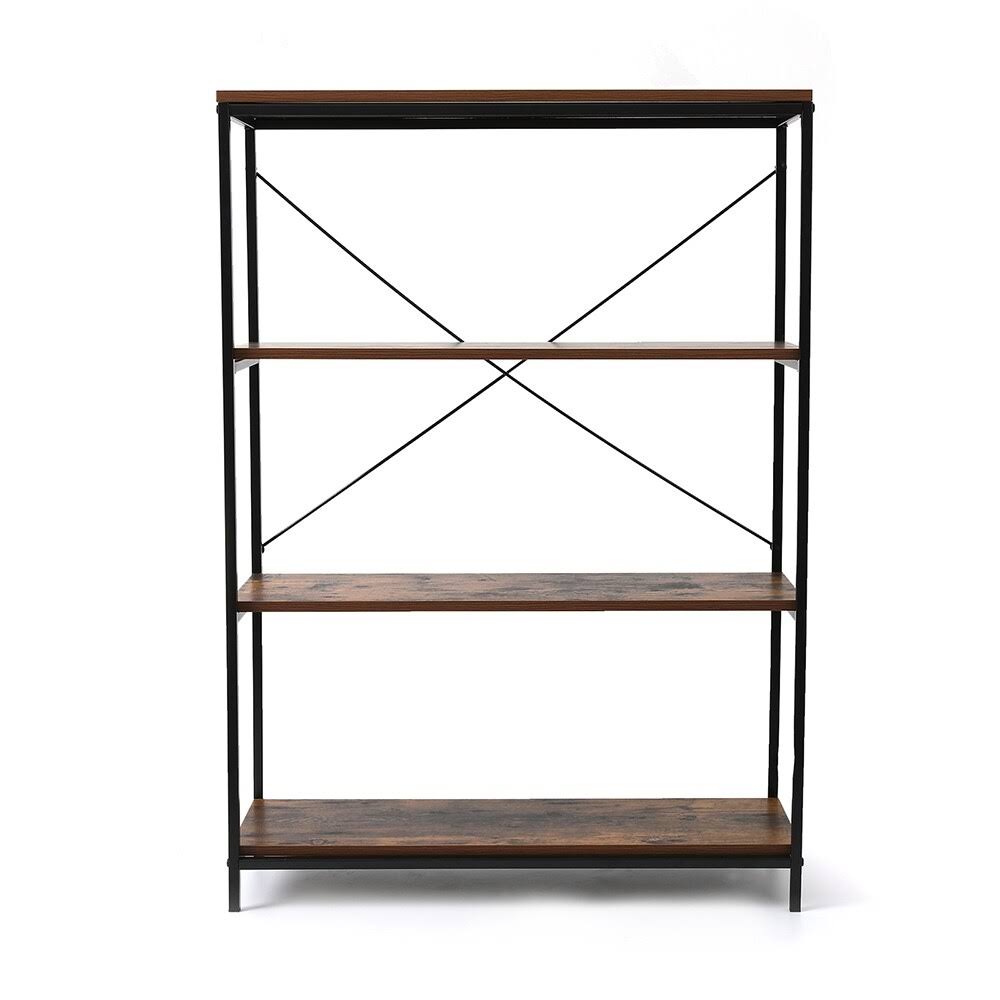 Brown Metal and Wood 4 Shelf Bookcase I4778