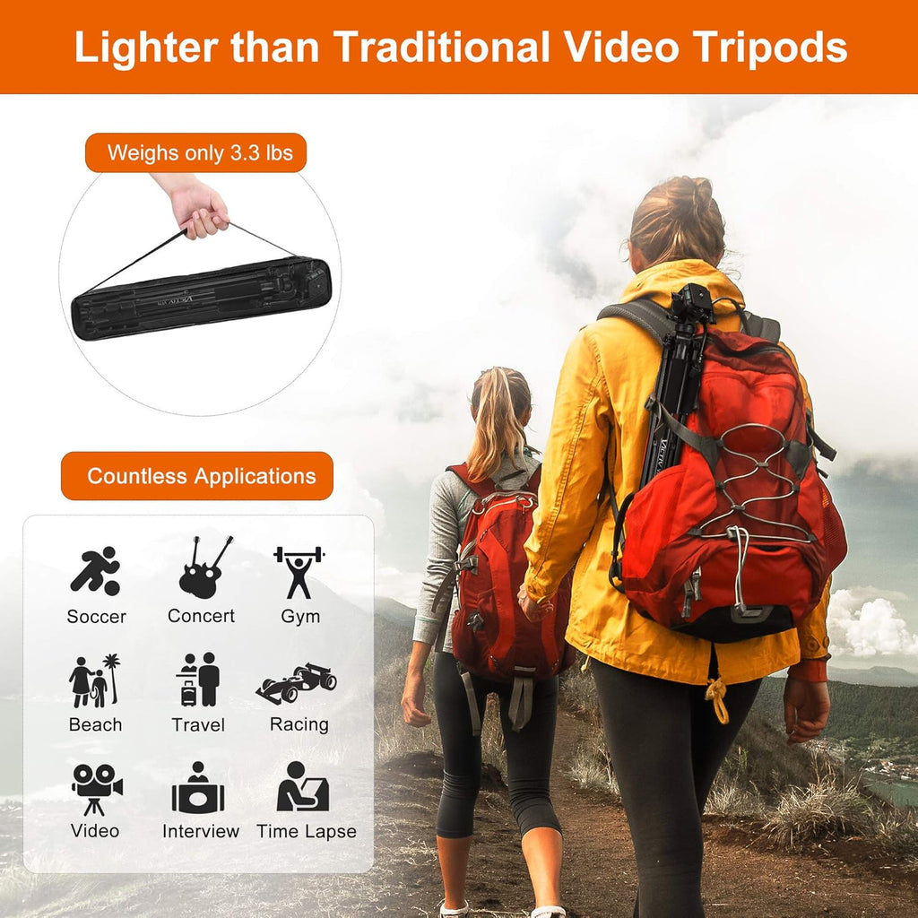 75 inch Tripod with Fluid Head, 2 Quick Release Mounts, Tablet & Phone Mount, Pack of 2 T73157