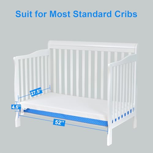 Baby Crib Mattress with Removable Outer Cover, White & Blue D829