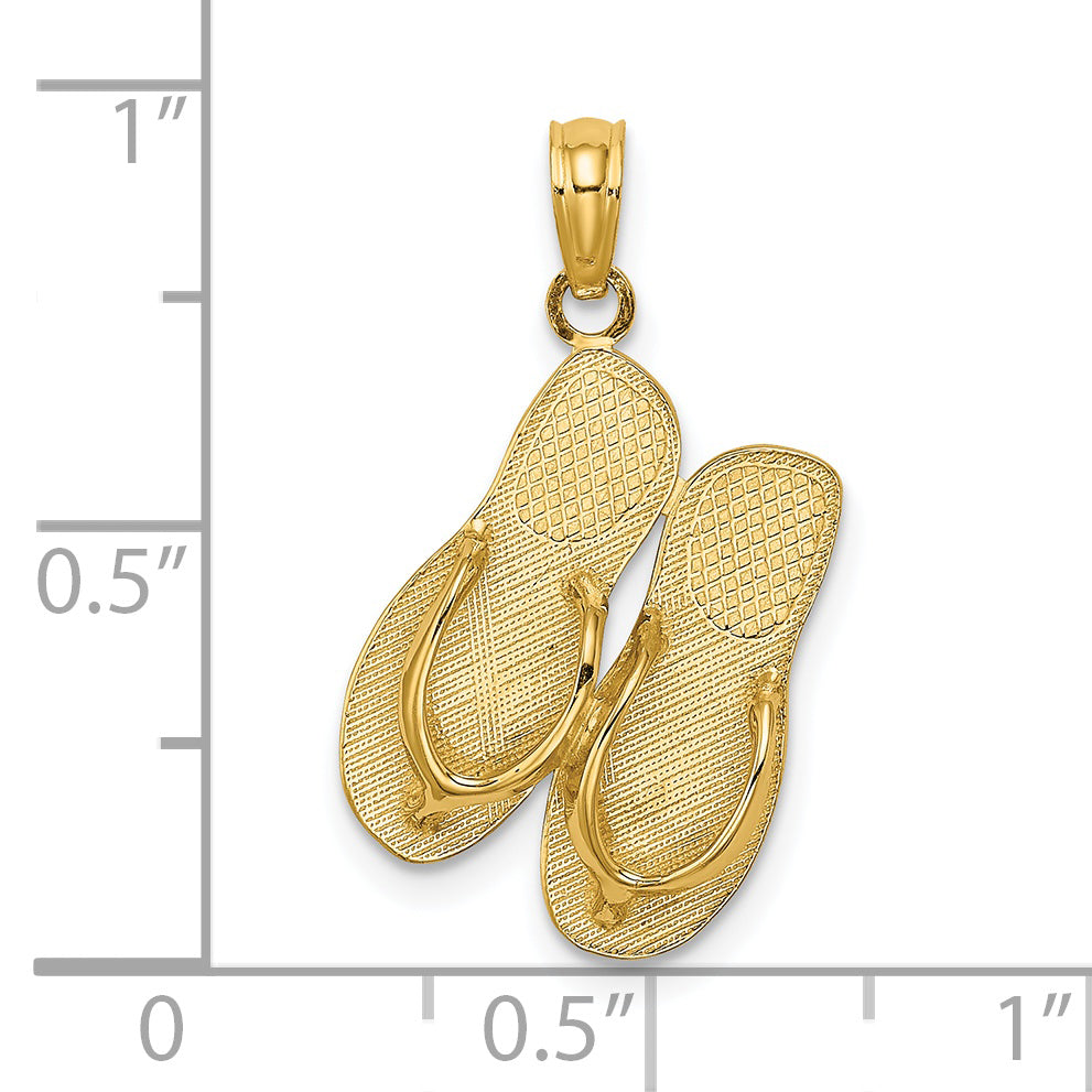 14k Yellow Gold Flip Flop Sandals Pendant 7x13mm X18169