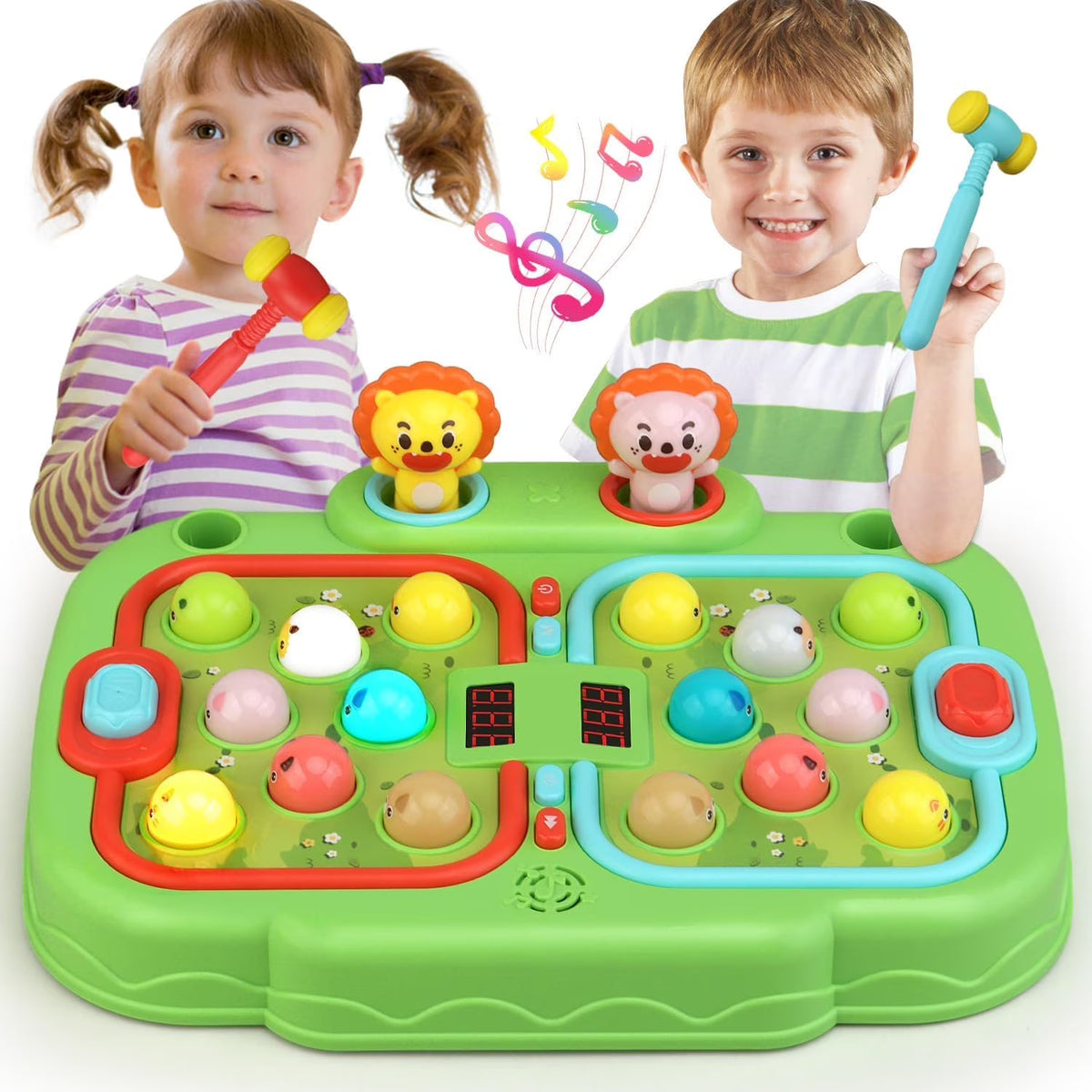 Green Whack A Mole Game with 2 Hammers N4849