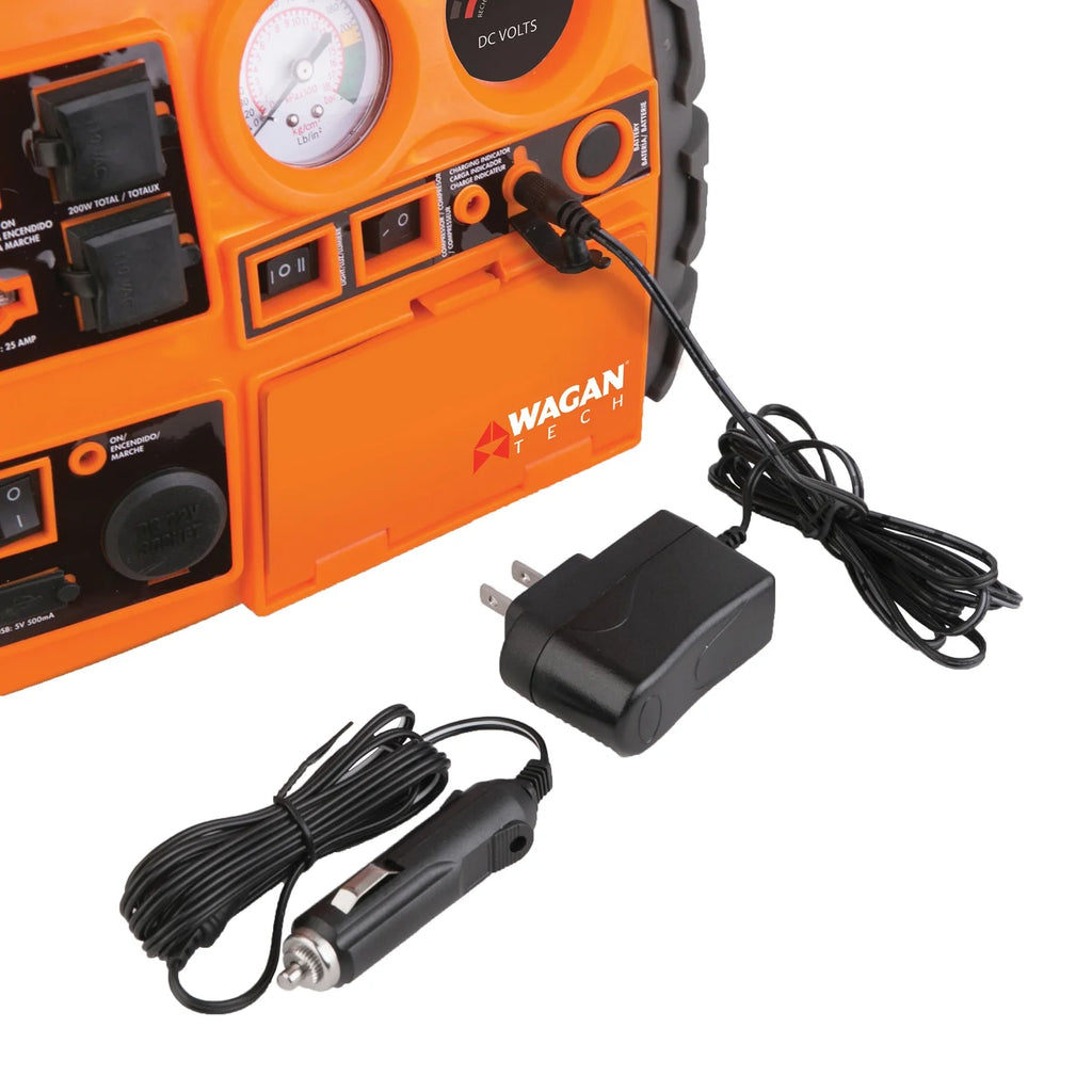 12-Volt Jump Starter, Air Compressor, Radio, USB Charger, and Inverter A86259