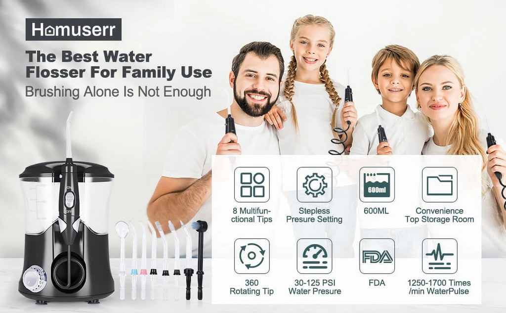 Water Flosser Oral Irrigator with 10 Pressures & 8 Tips, 600ml E776