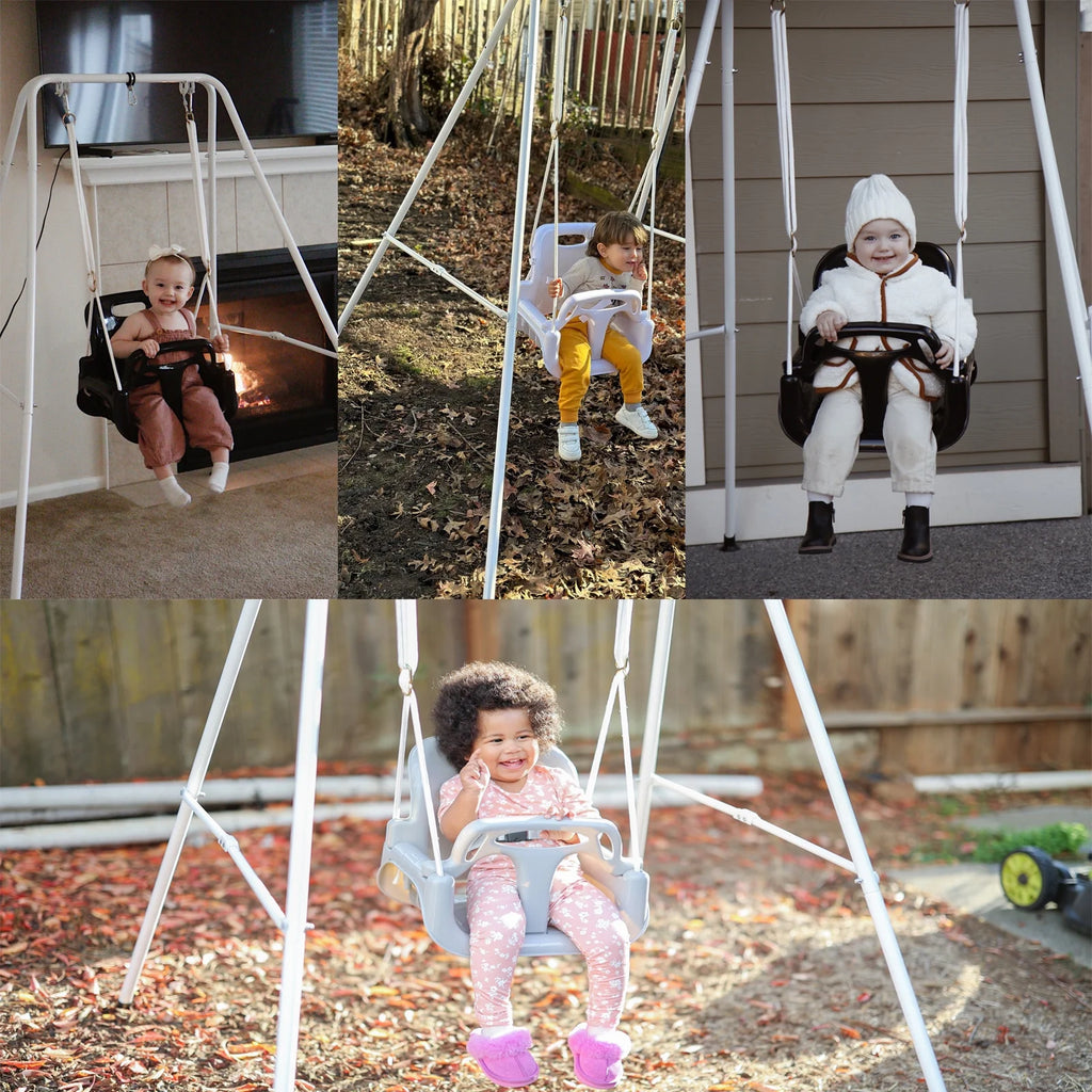 White Foldable Toddler Swing Set F1126