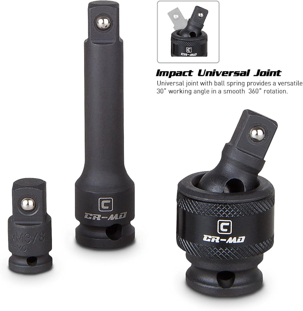 3/8-Inch Drive 48-Piece Impact Socket Set with Adapters and Extensions U5247