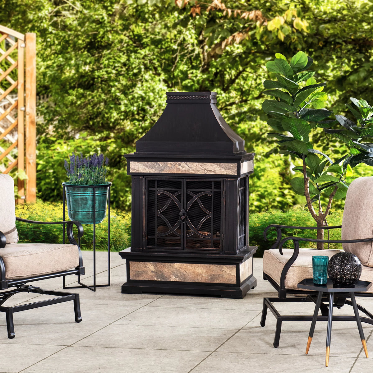 Black Wood Burning Fireplace X75269