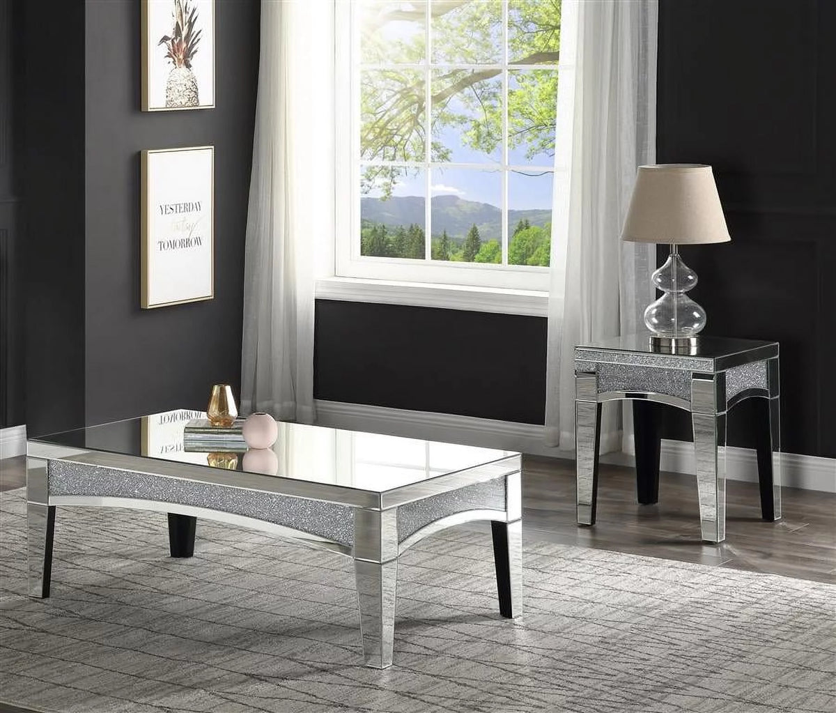 Mirrored Coffee Table + 2 End Tables V507585