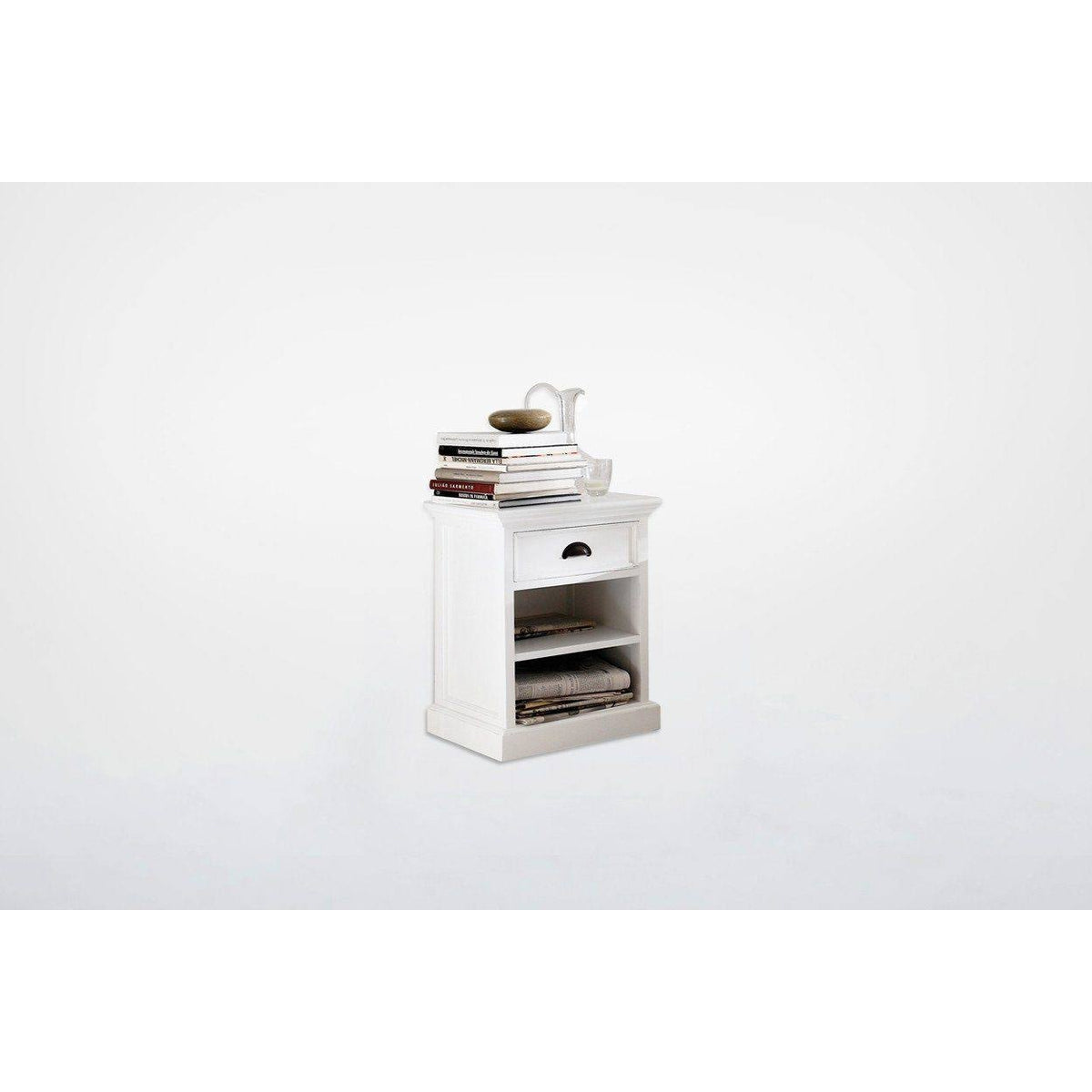 White Bedside Table with Shelves Q2075