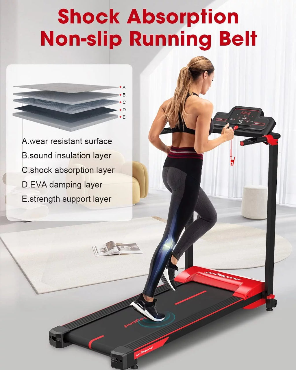 Blue Folding Treadmill with LED Display R5078