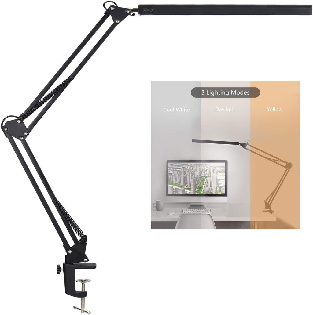 LED Architect Desk Lamp with Clamp, 3 Color Modes, 10-Level Dimmer S1038