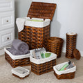 Wicker Laundry Hamper and Bath Storage Basket Set of 7 E670794