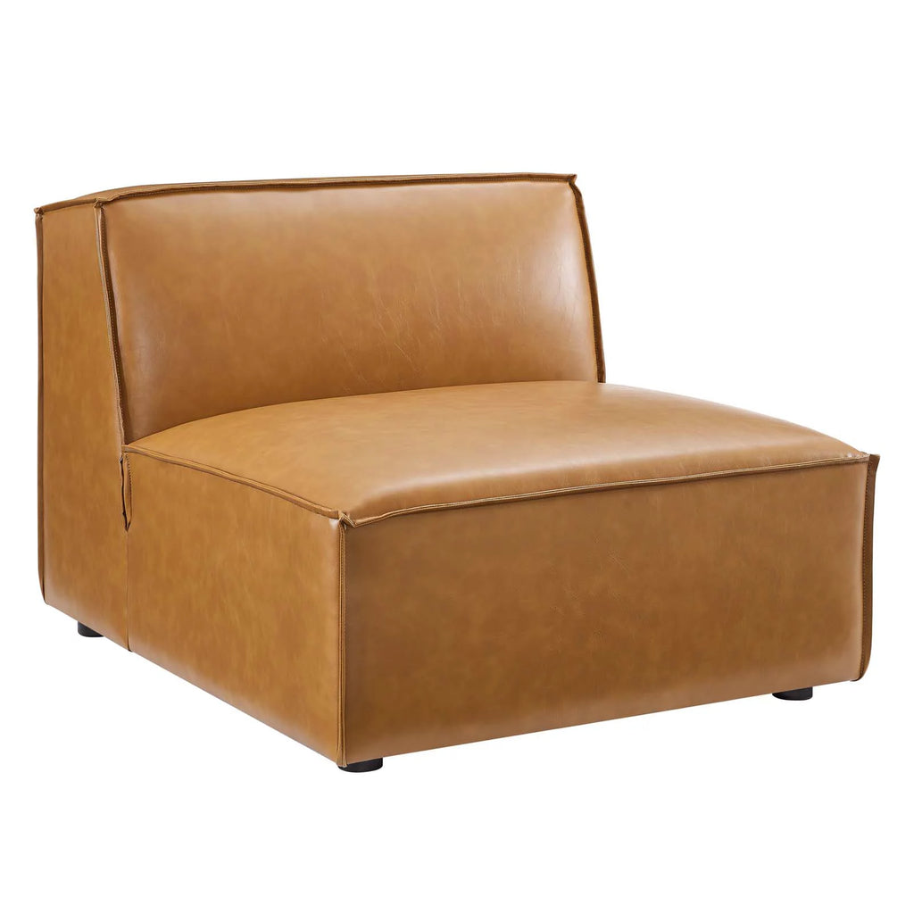 Tan 6-Piece Vegan Leather Sectional Sofa L96430