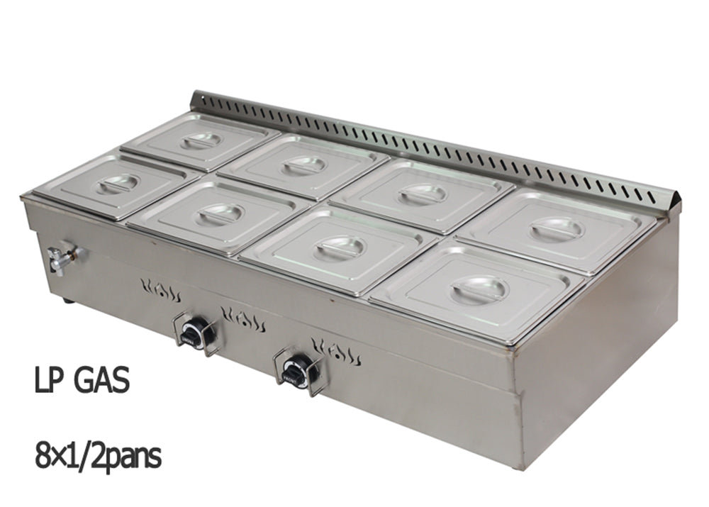 8-Pan LP Gas Food Warmer Propane Kitchen Steam Table M912837