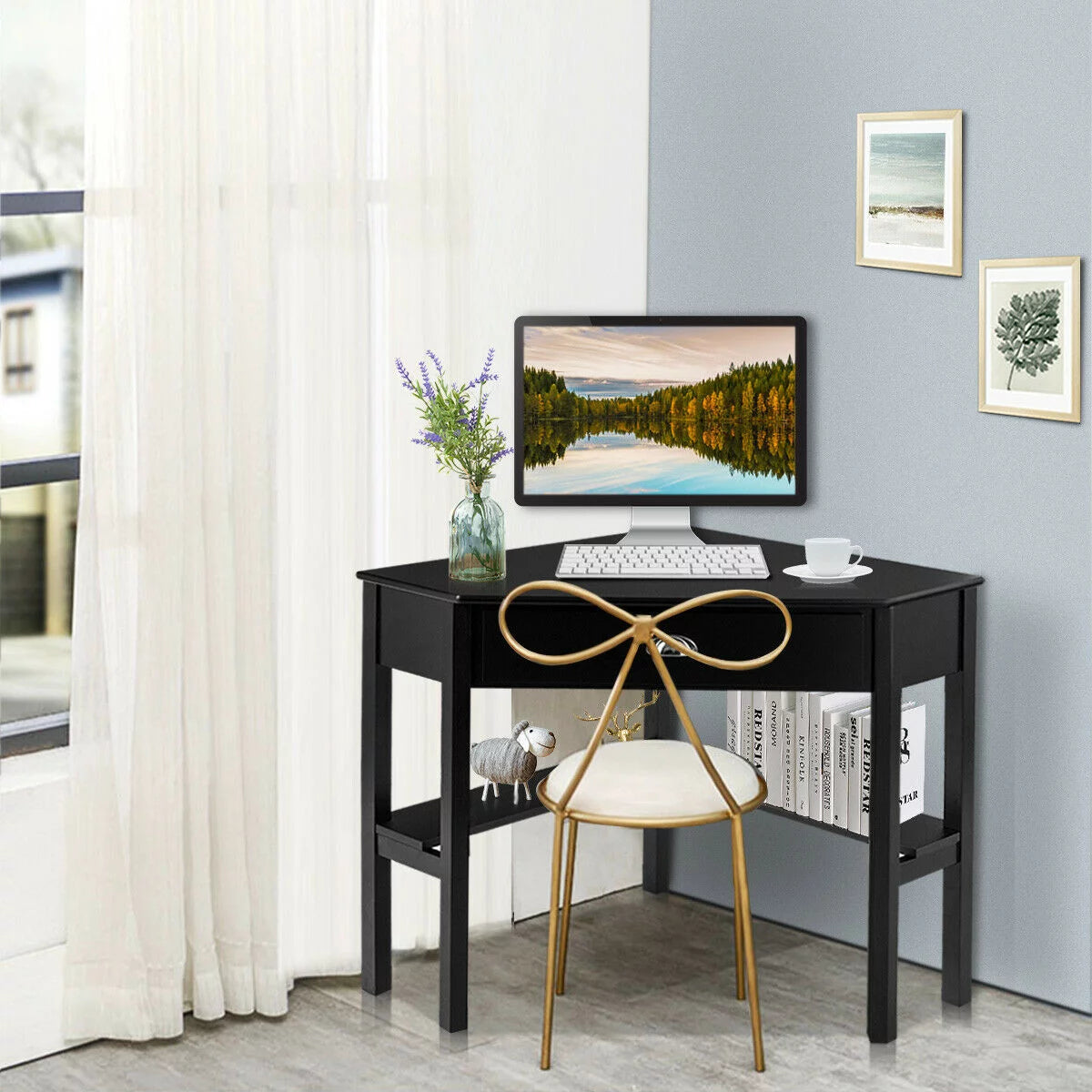 Corner Computer Desk Wood Workstation S413792