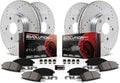 Front and Rear Carbon Fiber Brake Pads with Drilled & Slotted Brake Rotors Kit B9119