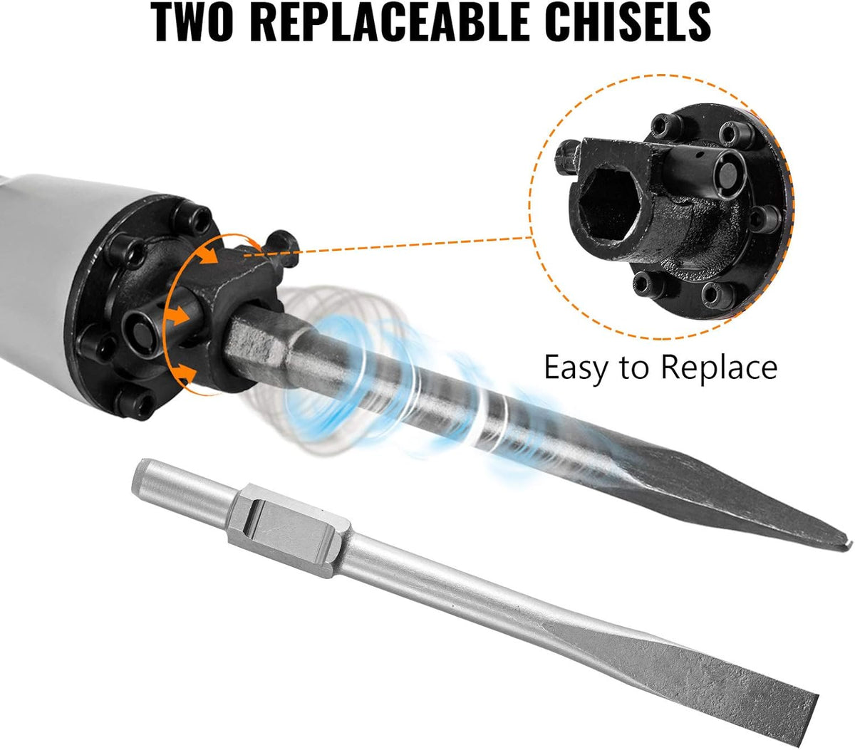 3500W Electric Demolition Hammer Concrete Breaker with Flat Chisel Bull Point Chisel M54800