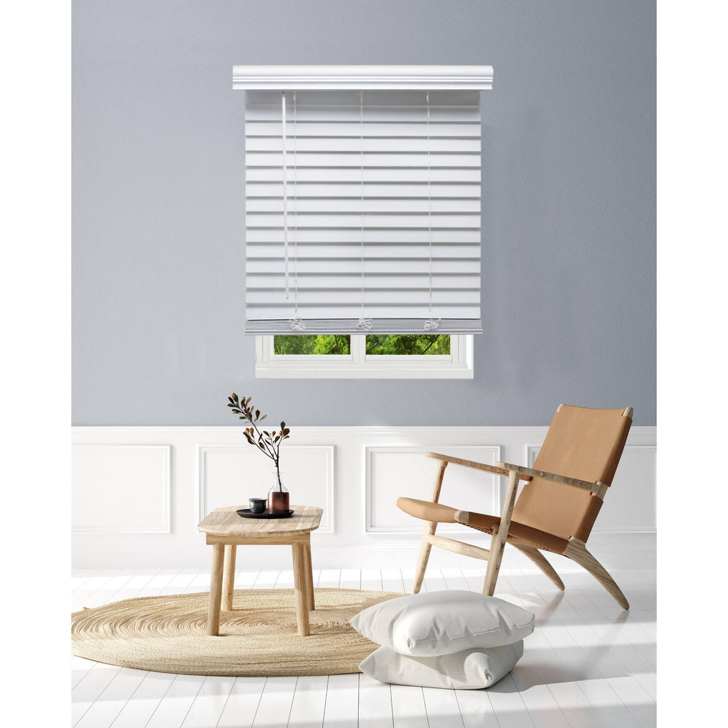 White Faux Wood Cordless Blinds N4734