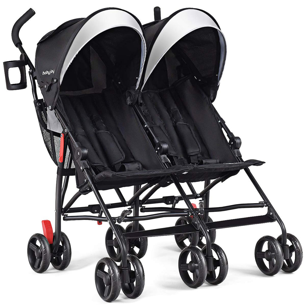 Double Light-Weight Foldable Umbrella Stroller with 5-Point Harness, Cup Holder, Sun Canopy, Pink S667