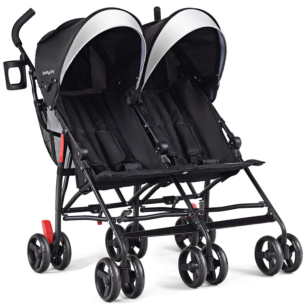 Double Light-Weight Foldable Umbrella Stroller with 5-Point Harness, Cup Holder, Sun Canopy, Pink S667