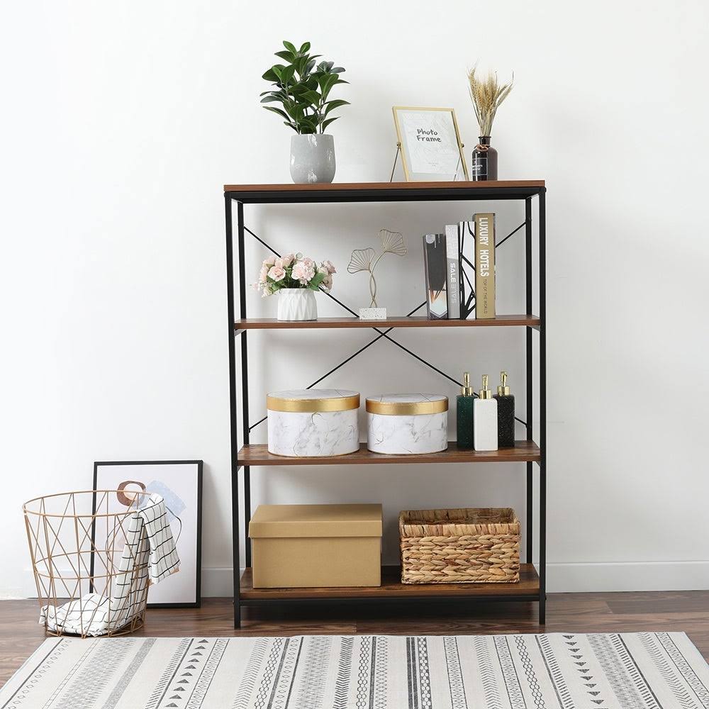 Brown Metal and Wood 4 Shelf Bookcase I4778
