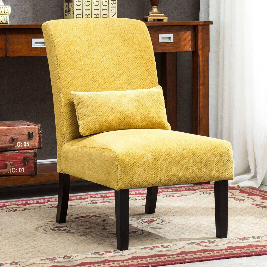 Fabric Armless Accent Chair with Kidney Pillow B633075