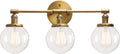 Black 3 Light Wall Sconce Light Fixture with Round Glass Canopy O7169