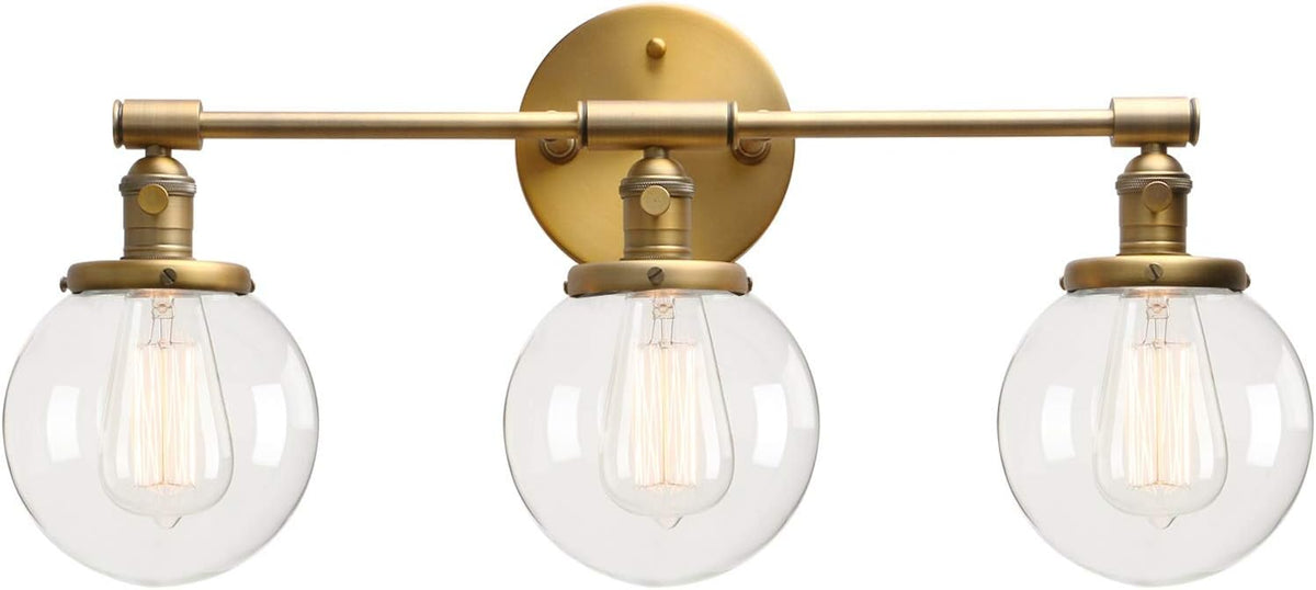Black 3 Light Wall Sconce Light Fixture with Round Glass Canopy O7169
