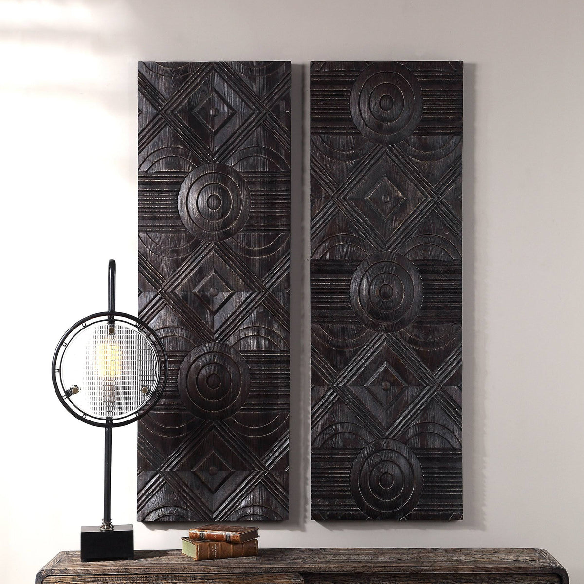 Carved Wood Wall Panels - Set of 2 F891824