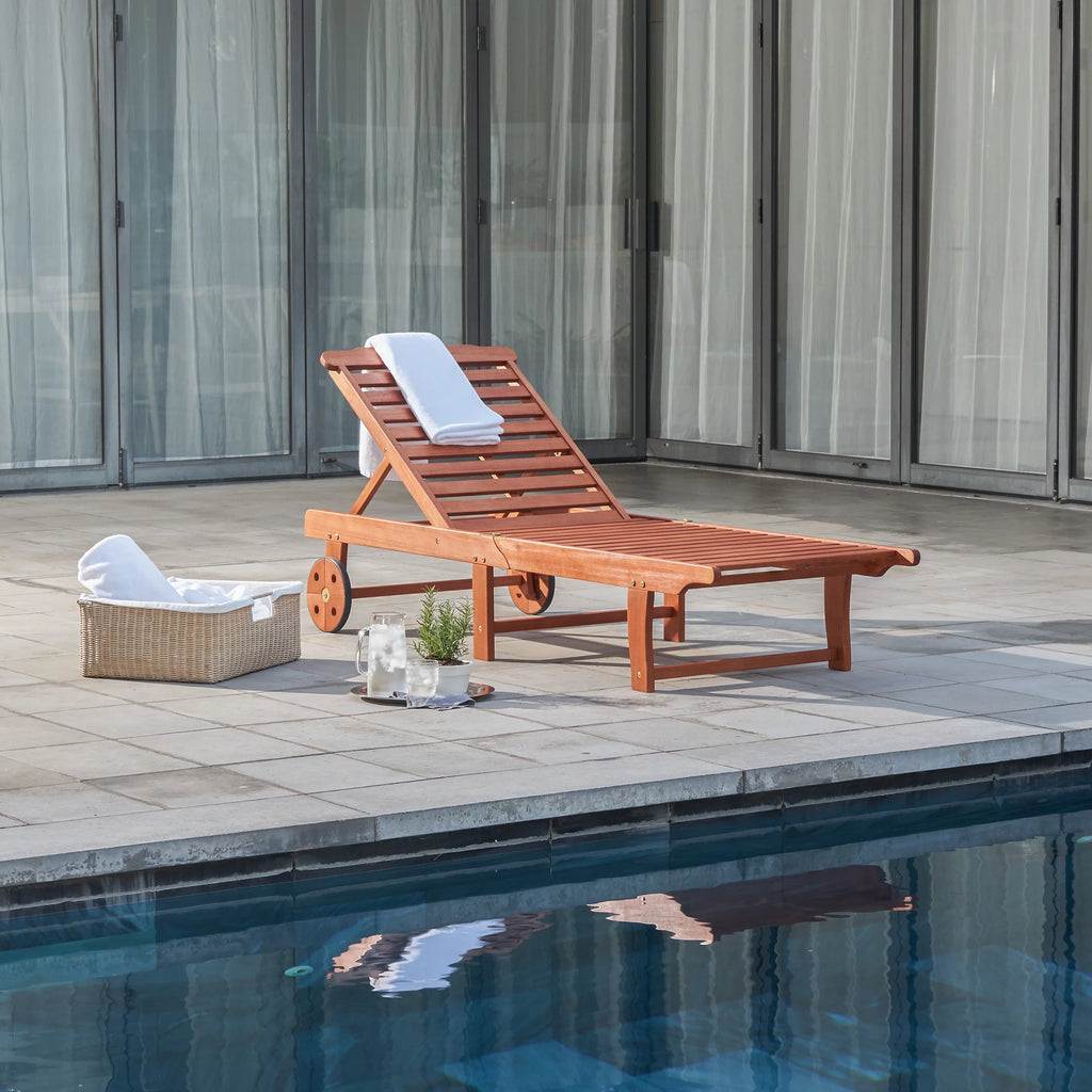 Brown Wood Folding Chaise Lounge B918136