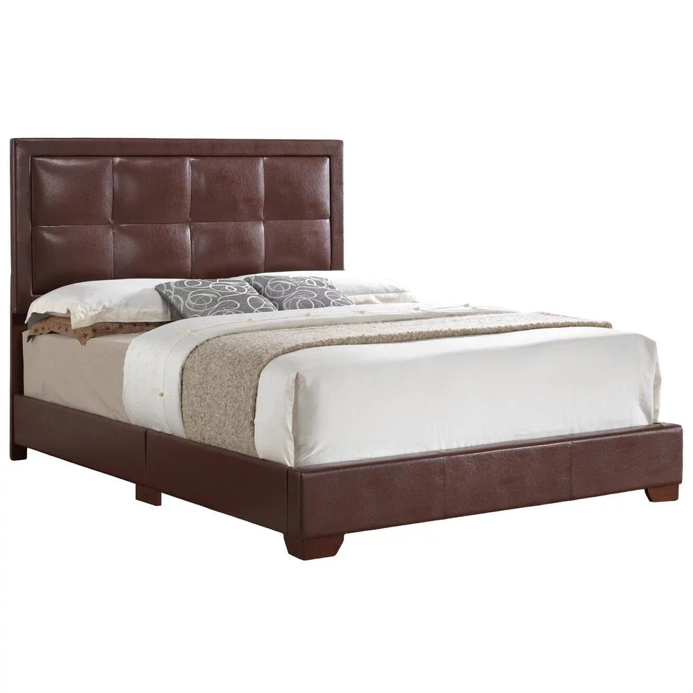 Queen Size Light Brown Faux Leather Bed C53847