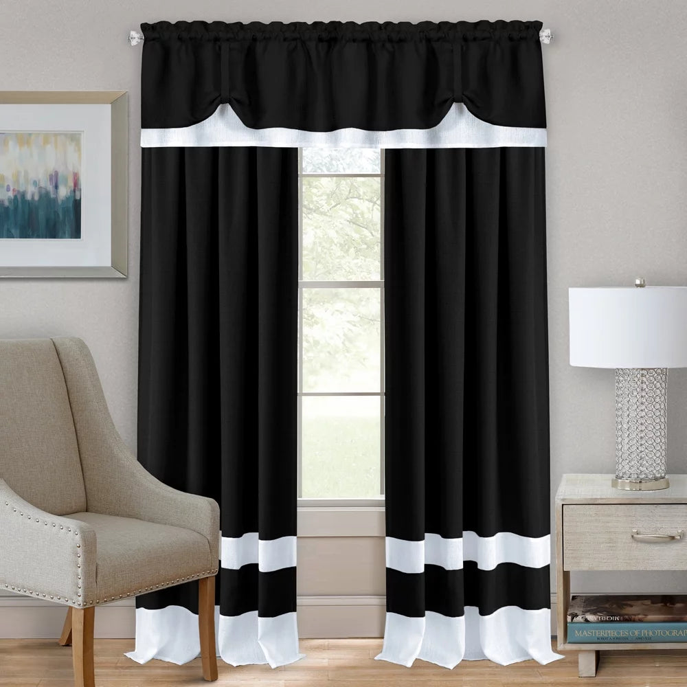 Two-tone Rod Pocket Window Curtain Panel B53530