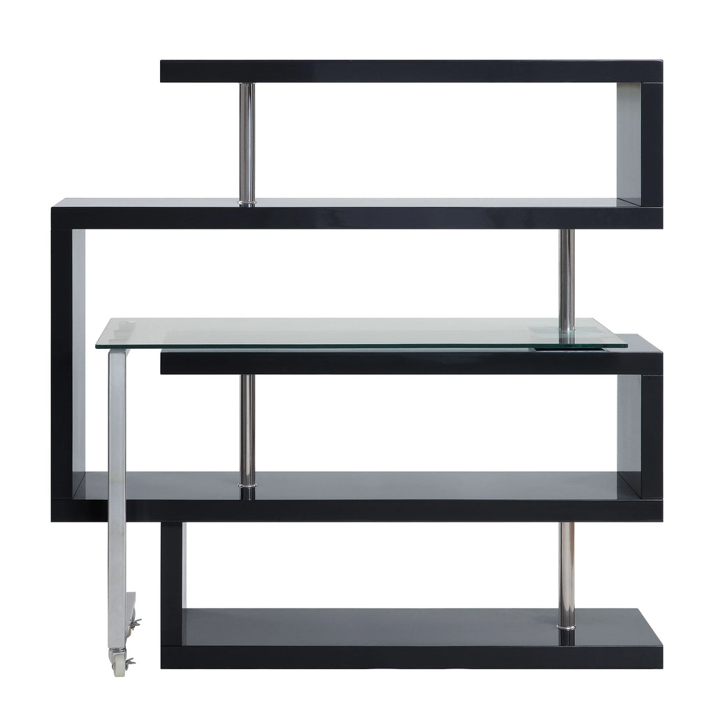 Writing Desk with Shelf Clear Glass Black Chrome H977