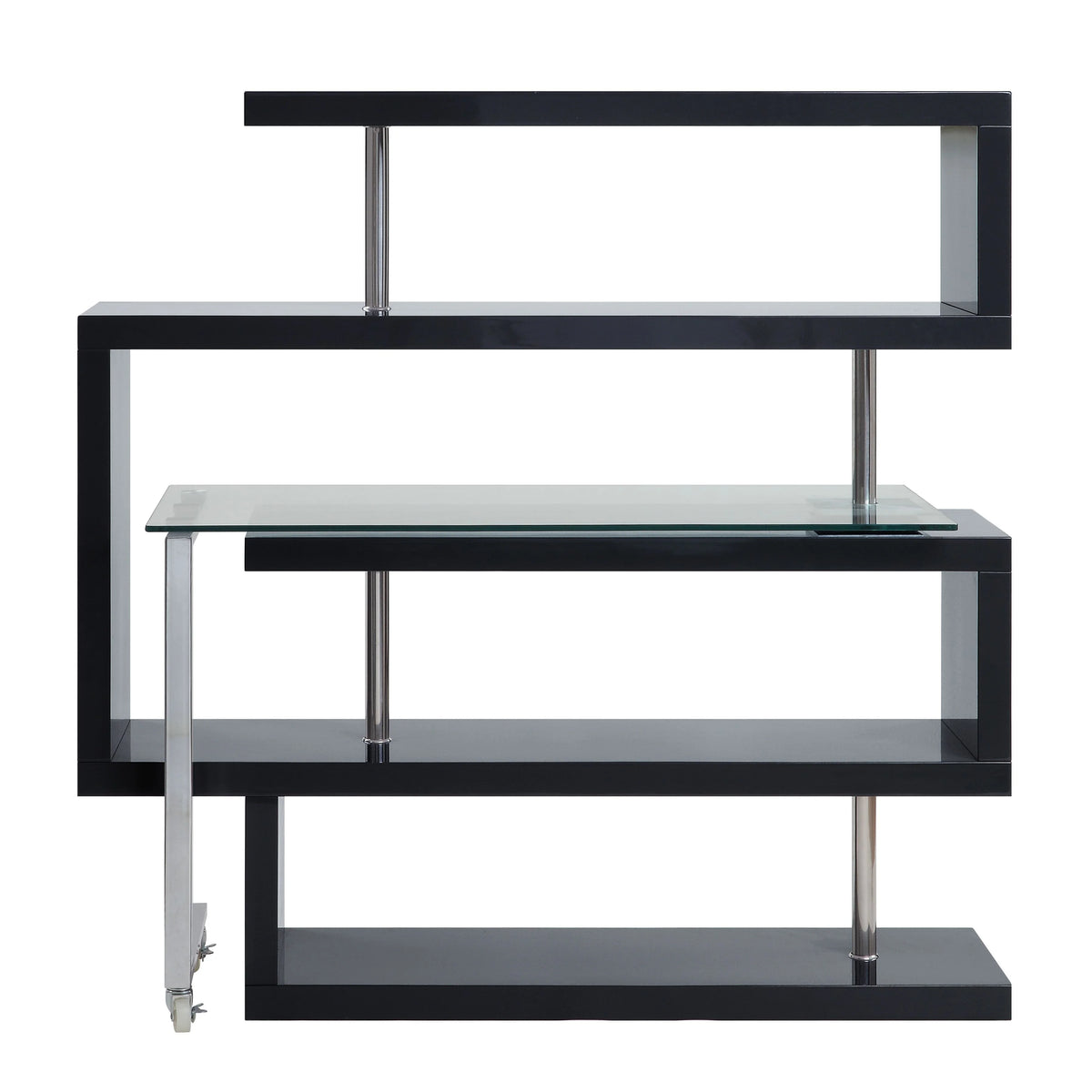 Writing Desk with Shelf Clear Glass Black Chrome H977