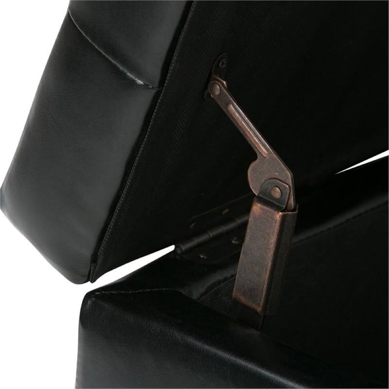 Faux Leather Storage Bench in Black H101