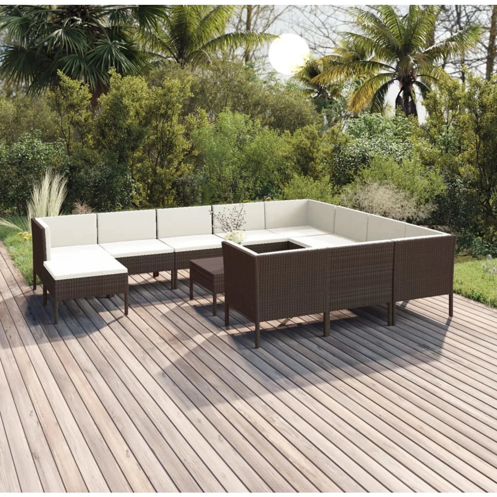 12 Piece Poly Rattan Sectional Outdoor Furniture Set S58480