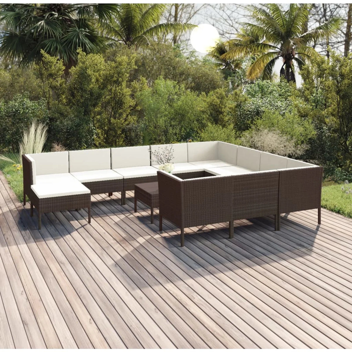 12 Piece Poly Rattan Sectional Outdoor Furniture Set S58480