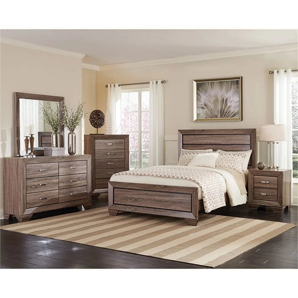 Queen Panel Bed in Washed Taupe M5980