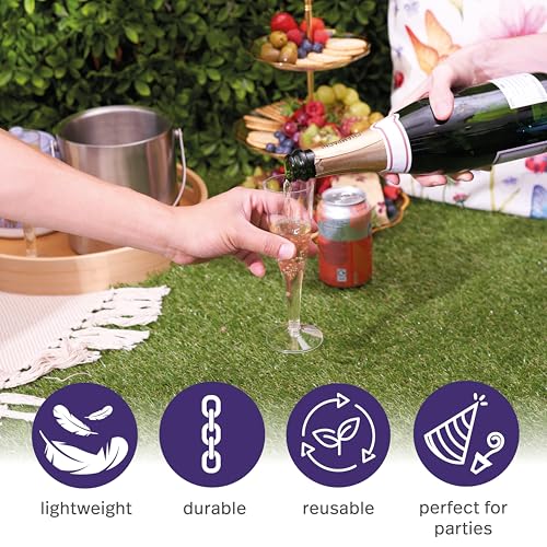 48 Glitter Gold Champagne Flutes 5oz Clear Plastic P35199