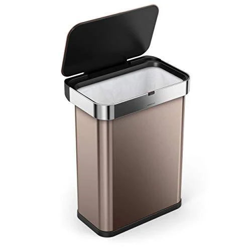 Rose Gold Stainless Steel 58-Liter Rectangular Sensor Trash Can B86781