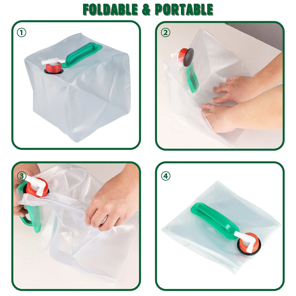 Collapsible Water Container With Spigot 2.6-5.2 Gallon Camping Water Storage Jug T692